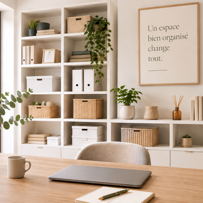 Organisation d’un espace professionnel – Poppy Reset Home Espace de travail organisé et fonctionnel par Poppy Reset Home